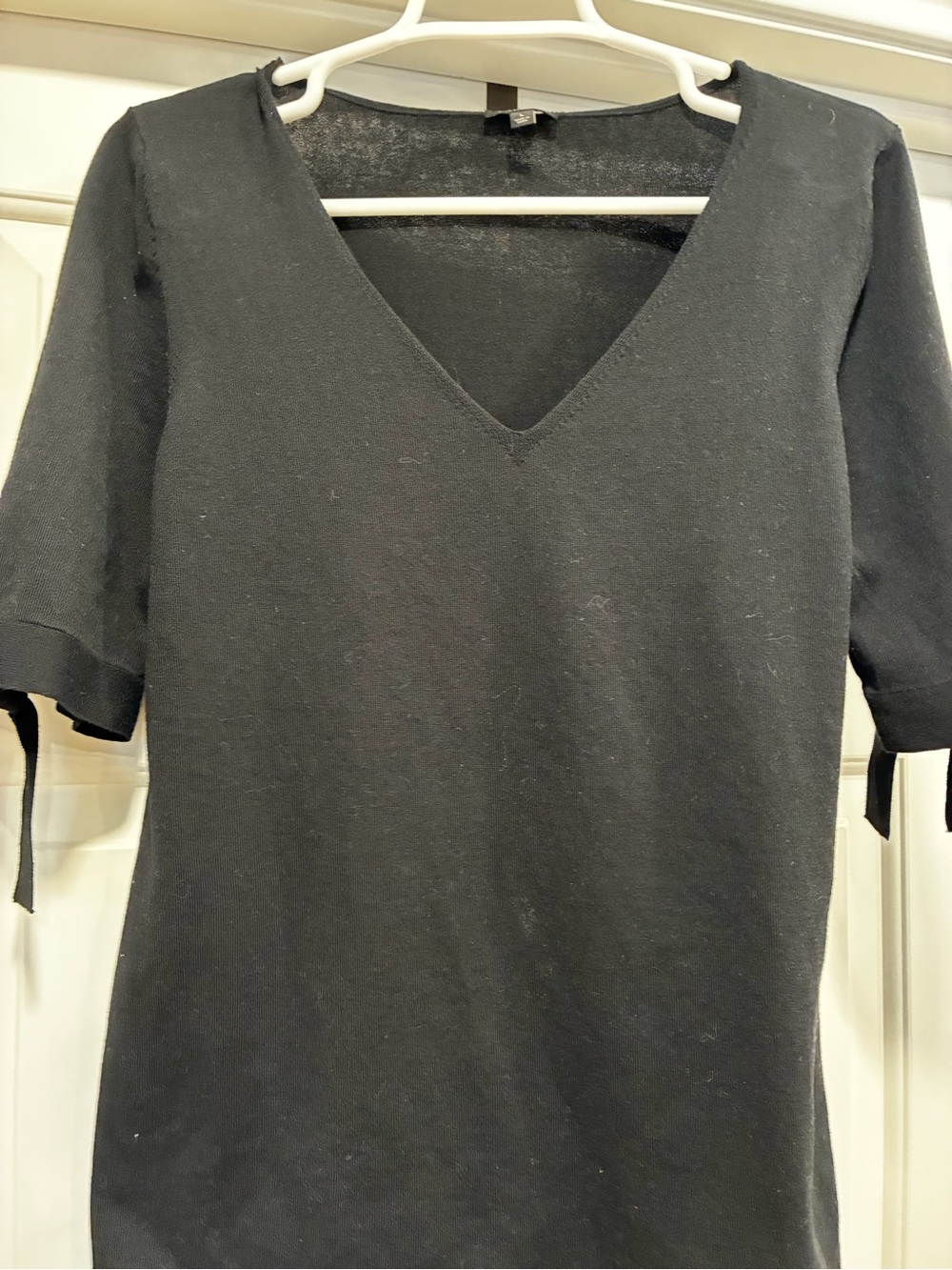 Talbots Black V-Neck Short Sleeve Tee with Sleeve Ties